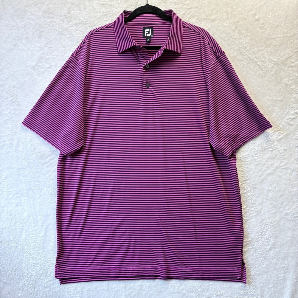 FootJoy Polo Shirt Mens XL Purple Excellent Striped Performance Golf 27968‎